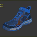 High Top Athletic Shoes With Orange Gray Mesh Design And Red Laces