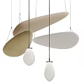 Modern Minimalist Pendant Lights With Beige White Fabric Shades And Different Shapes
