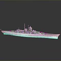 Realistic Detailed White Warship Model With Turrets Antennas On Smooth Black Surface