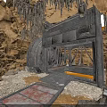 Cave Interior With Metal Gate Surrounded By Rocks Stalactites And Stone Path