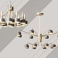 Modern Chandeliers With Multiple Bulbs And Metal Frames For Interior Decoration 3d model