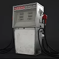 Public Gas Station Fuel Dispenser With Supreme Regular Labels Red Fuel Nozzles And Black Hoses