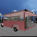 Pink Ice Cream Functional Vehicle With Transparent Windows Urban Background And Trees