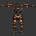 Black And Yellow Mechanical Robot Character With Armor Plates And Mechanical Limbs 3d model