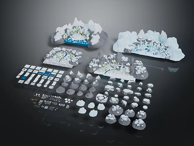 Natural Mountain Landscape With Snow Covered Peaks And Ice Formations 3d model