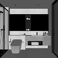 Modern Bathroom Interior Design With Glass Shower Large Mirror Vanity And Wall Mounted Toilet