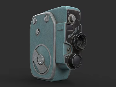 Vintage Teal Digital Movie Camera Featuring Classic Design And Dual Lenses 3d model
