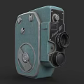 Vintage Teal Digital Movie Camera Featuring Classic Design And Dual Lenses