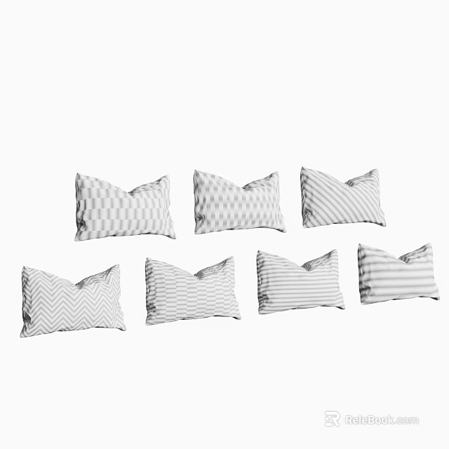 Stylish Modern Throw Pillows With Chevron Check And Stripe Patterns For Home Decor 3d model 