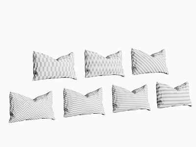 Stylish Modern Throw Pillows With Chevron Check And Stripe Patterns For Home Decor 3d model