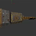 Ornate Mechanical Hammer With Red Gold Handle And Decorative Gear Design