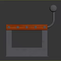 Modern Outdoor Bench With Orange Slat Seat Metal Frame And Long Backrest
