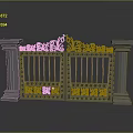 Ornate Iron Gate Furniture Featuring Intricate Carvings And Side Pillars Design