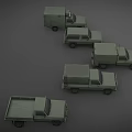 Multiple Green Military Vehicles Showcasing Various Models Like Trucks And SUVs 3d model