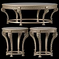 Ornate Three Piece Round Dining Tables With Carved Details And Decorative Legs