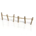 Wooden Fence Construction With Rope Connected Posts And Simple Outdoor Design