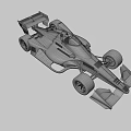 Black and Red Streamlined Race Car with Red Wheels and Number 5 on Gray Background