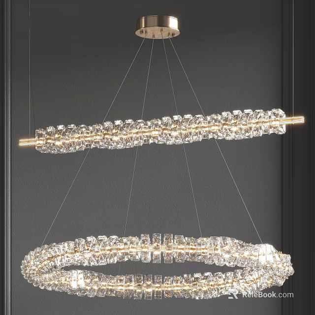 Modern Crystal Chandelier Design With Hanging Crystal Decorations And Metal Frame 3d model 