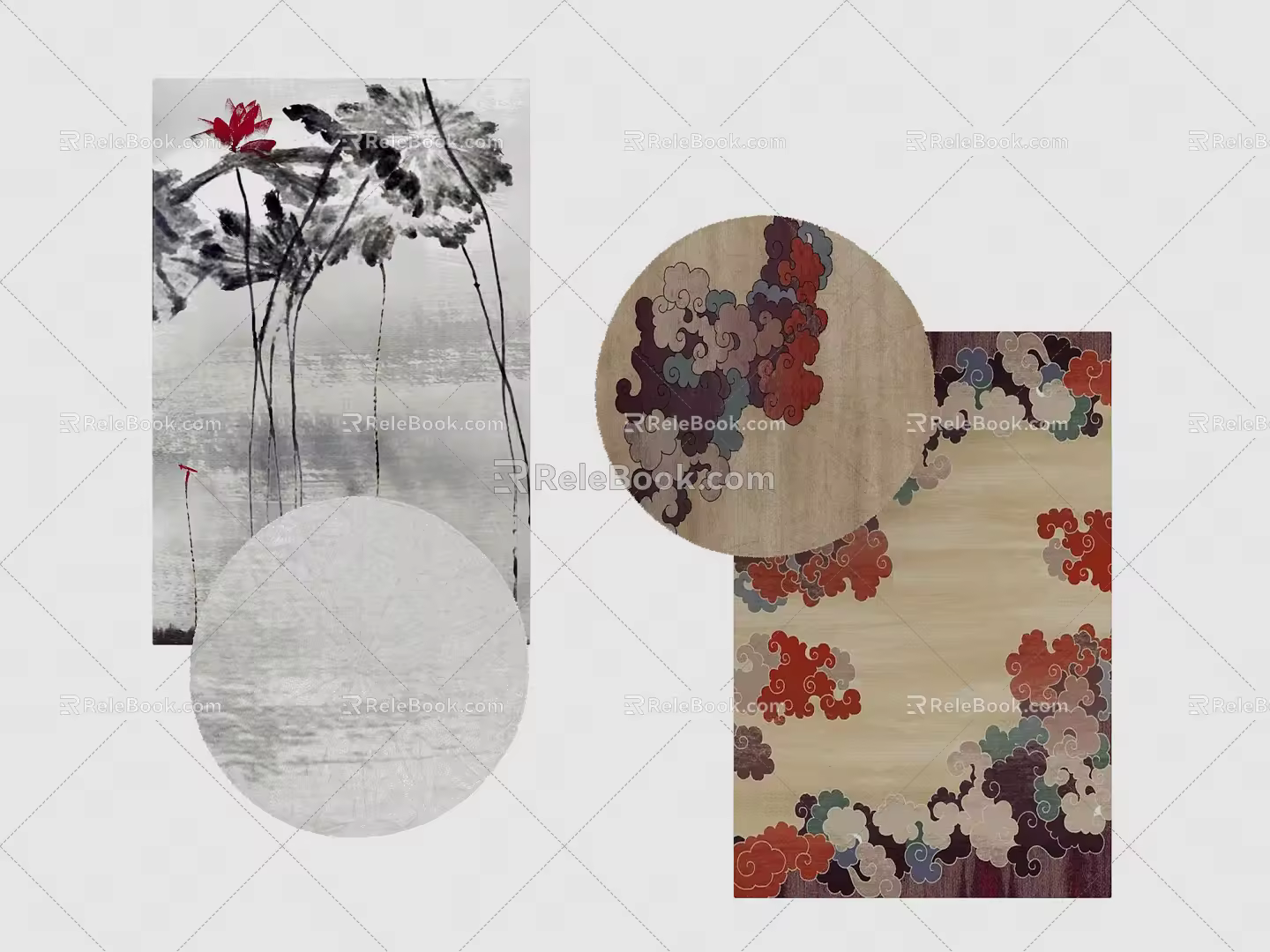 New Chinese Square Carpet Combo 3d model