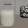 POLIFORM Modern Stools With Textured White And Black Floral Pattern Design 3d model