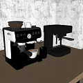 Modern Kitchen Appliances With Coffee Machines Cup And Beans On Countertop