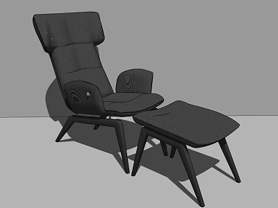 Modern Comfortable Upholstered Leisure Chair With Ottoman And Slim Legs Design 3d model