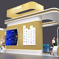 Eastern New National Makeup Perfume Cosmetics Exhibition Booth With Golden Arch And Circular Paintings