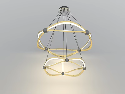 Modern Multi Layer Circular Chandelier Design With Gold Frame And White Light 3d model