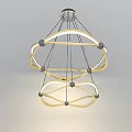 Modern Multi Layer Circular Chandelier Design With Gold Frame And White Light