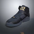 Black High Top Sneakers With Gold AZ Logo And Casual Streetwear Design