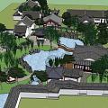Garden Landscape Design With Traditional Chinese Courtyard Layout Ponds Trees And Buildings