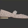 Fashionable Pink Studded Shoes with Buckle Strap and Perforated Design