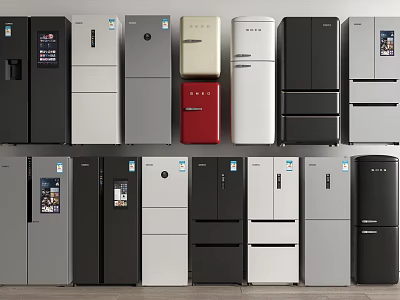 Modern Refrigerators Freezers With Various Colors And Styles For Home Use 3d model