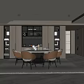 Modern Open Concept Restaurant Interior with Dining Table and Chairs