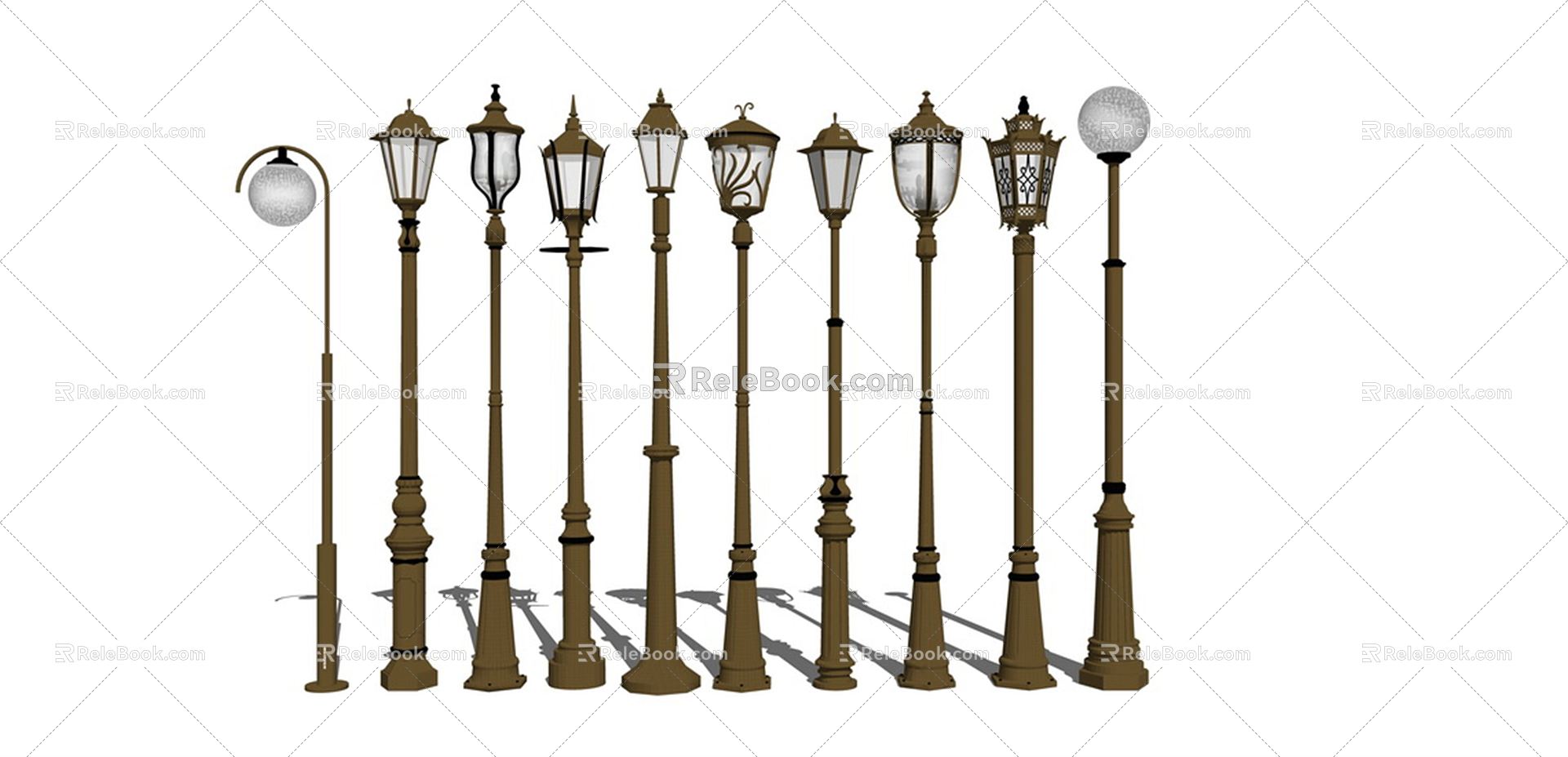 European street lamp street lamp combination 3d model