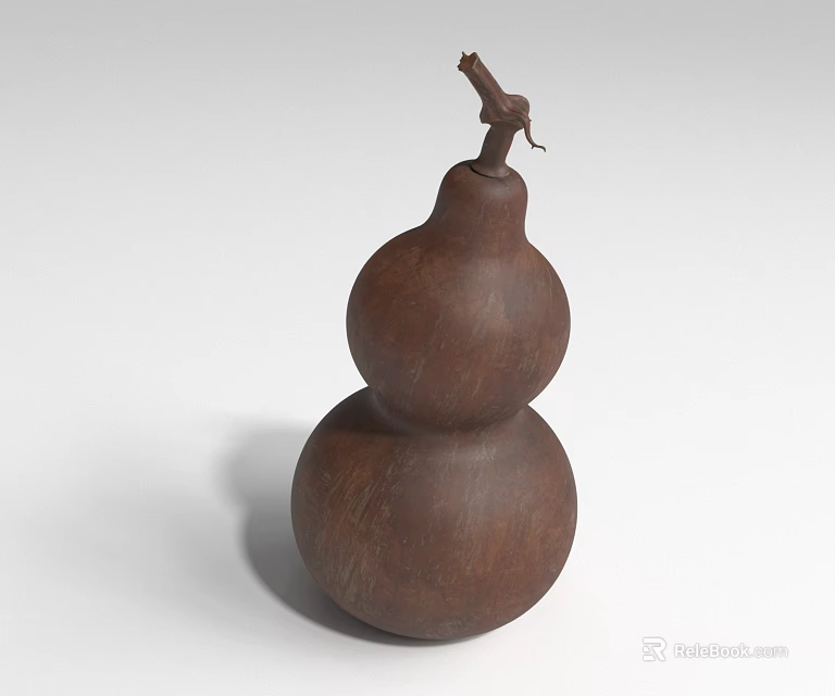 Brown Wooden Two Tiered Decorative Gourd Ornament For Home Furniture 3d model 