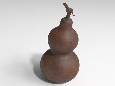 Brown Wooden Two Tiered Decorative Gourd Ornament For Home Furniture 3d model