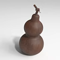 Brown Wooden Two Tiered Decorative Gourd Ornament For Home Furniture