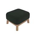 Modern Green Padded Stool with Wooden Legs and Comfortable Seat Design