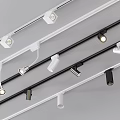 Modern Downlights And Spotlights Installed On Black And White Track Lighting