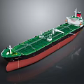 Large Oil Tanker Marine Vessel With Green Deck And Red Hull Structure