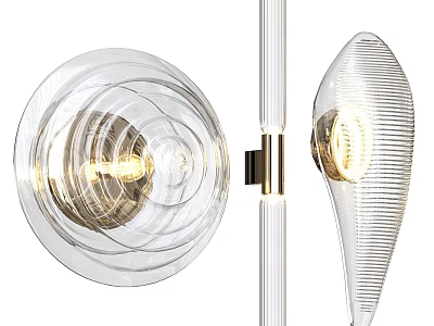 Contemporary Transparent Glass Wall Lamp With Spiral Design Metal Frame And Warm Light 3d model