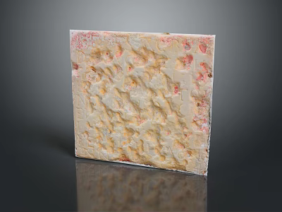 Artistic Decorative Panel With Embossed Beige Textured Surface And Pink Accents 3d model