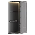 Modern Shower Sauna with Beige Stone Walls Black Showerhead Handheld Shower and Glass Partition