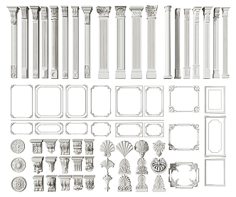 European Roman Column Carved Line Roman Column Combination 3d model