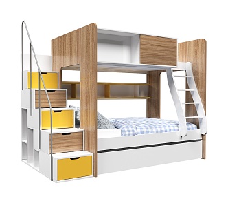 Modern Upper and Lower Bed Children's High and Low Bed 3d model