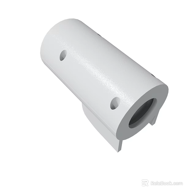 White Cylindrical Industrial Mechanical Component With Holes And Base Design 3d model 