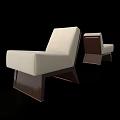 Modern Leisure Accent Chair With Beige Fabric Upholstery And Dark Brown Wooden Frame