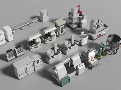 Diverse Range of Industrial Equipment with Manufacturing Machinery and Processing Tools 3d model