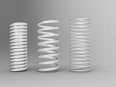 Various Metal Coiled Springs Arranged With Different Spiral Designs and Sizes 3d model